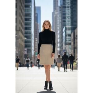 Vintage Valentino Tan Linen Pencil Skirt Fully Lined Size 12 Classic Designer